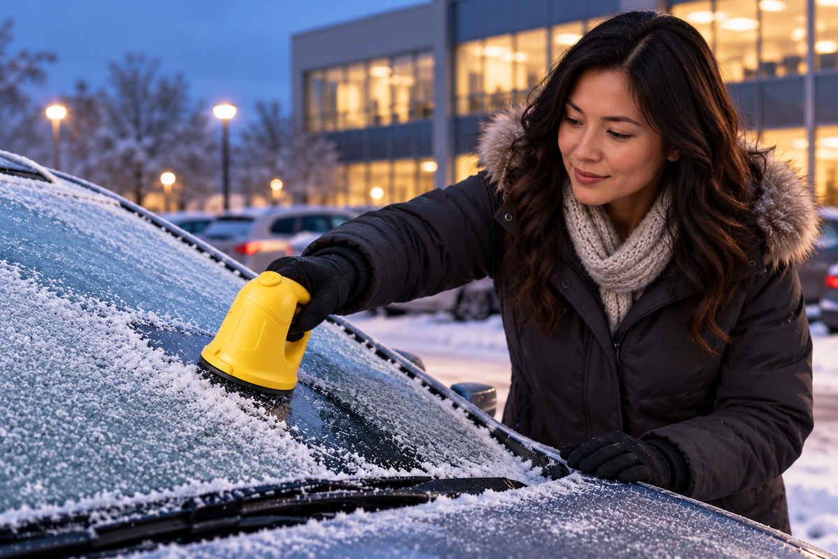 FrostSnap electric ice scraper — 09 frostsnap dusk (illustration)
